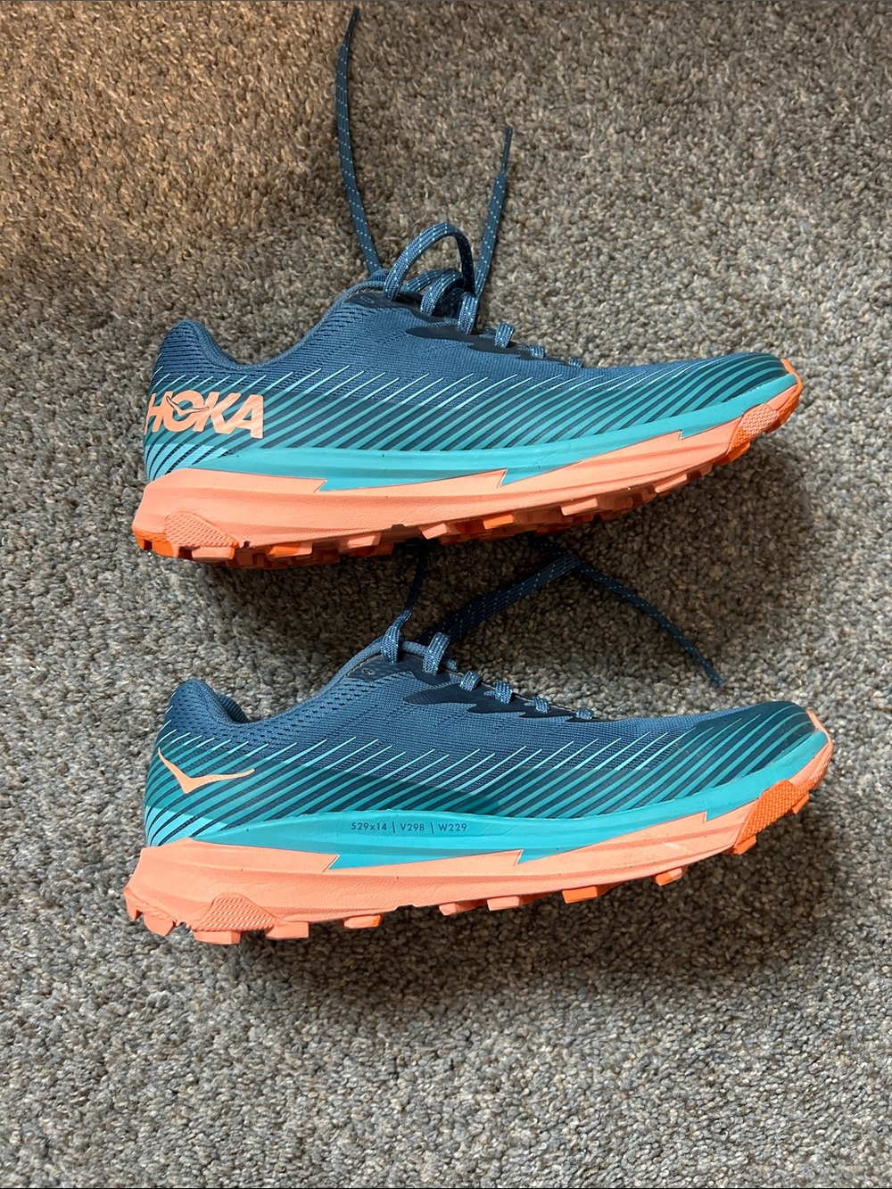 Hoka Women's Torrent 2 Trail/Running Shoes—Teal/Orange--Size 9.5 (US) /42 (EU) - Picture 3 of 6